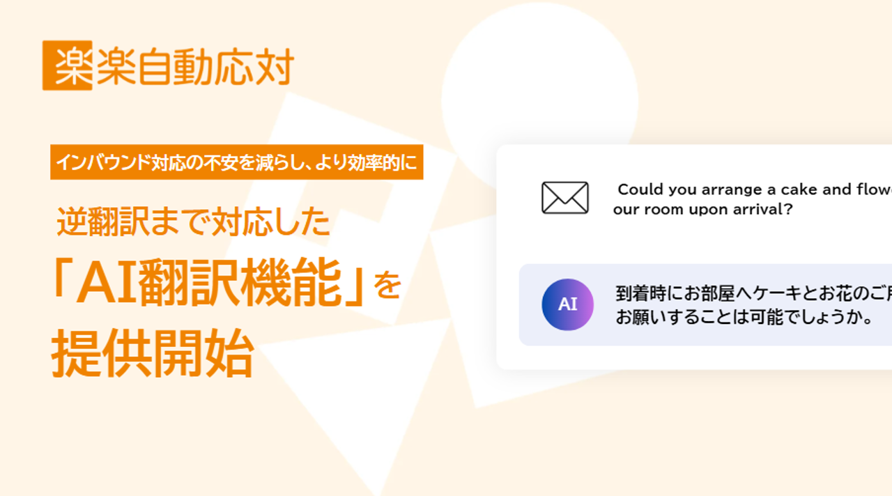 問い合わせ自動応対システム「楽楽自動応対」にAI翻訳機能を搭載