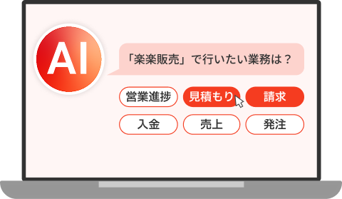 AIチャットで行いたい業務を選択している画面イメージ